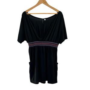 Cherie St‎ Tropez 2X Black Empire Waist Beach Coverup